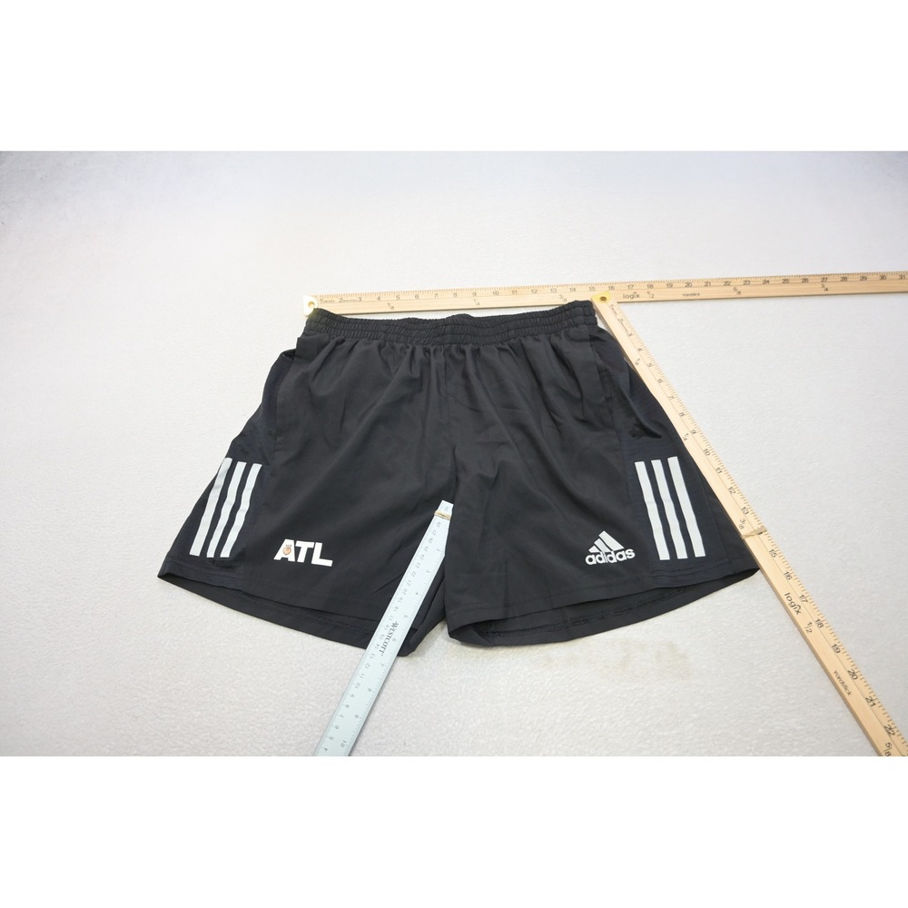 Adidas Running Shorts Mens Large Black ATL Peach 3-Stripe 5" INS Excellent